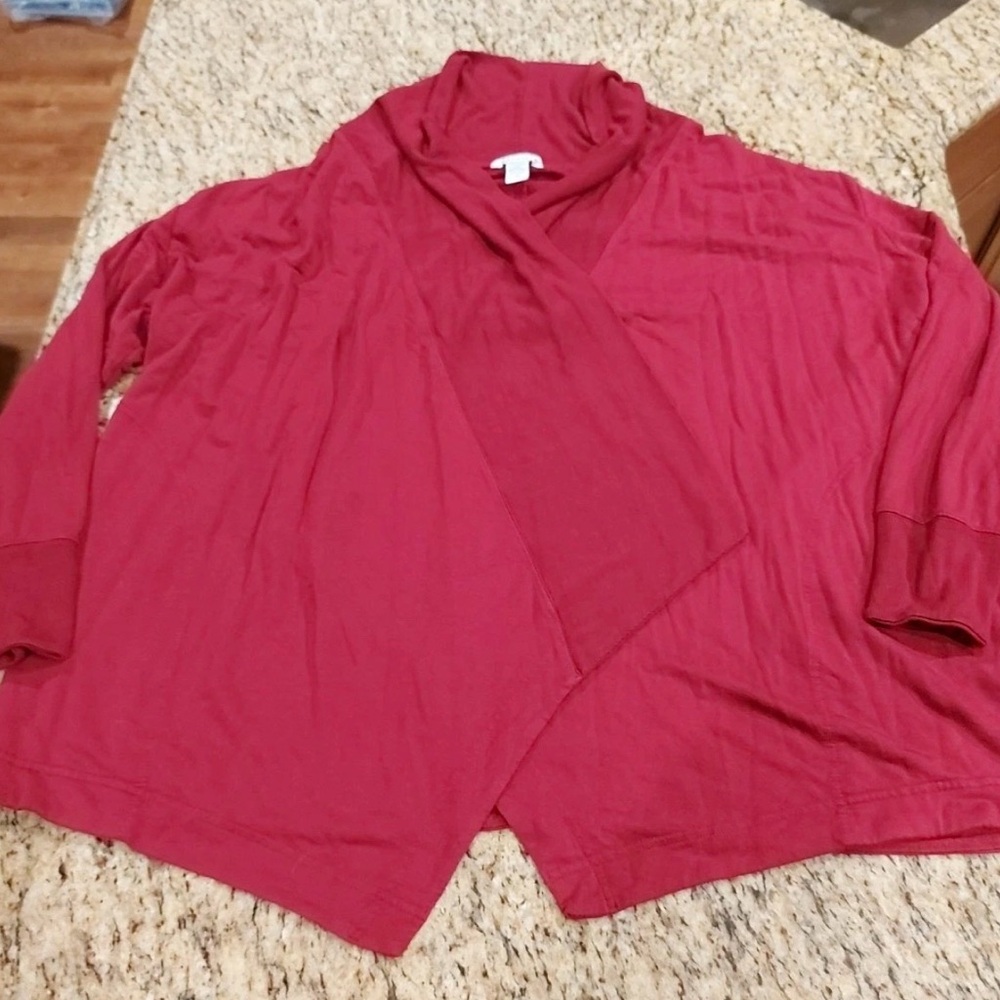 Athleta Pranayama Women’s  Draped Open Front Sweater Cardigan  Red